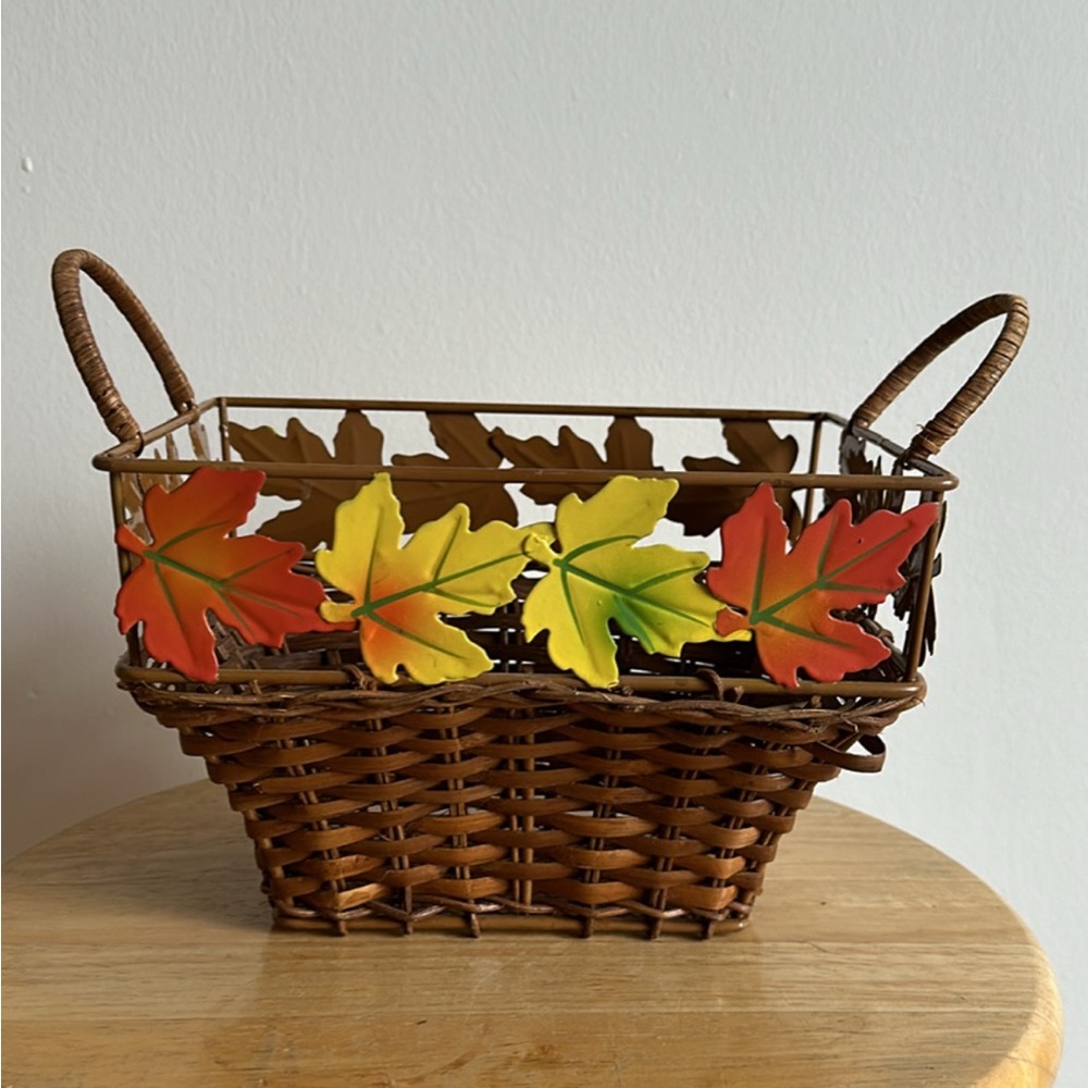 Autumn Maple Leaf Wicker Basket